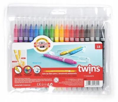 Produktbild von Koh-I-Noor Twin Filzstifte Doppelspitz 18 Farben