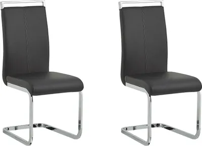 Produktbild von BELIANI Freischwinger Stuhl 2er Set Schwarz Kunstleder mit Lehne Griff Metallgestell Modernes Design Wohnküche Arbeits-, Ess- und Wohnzimmer