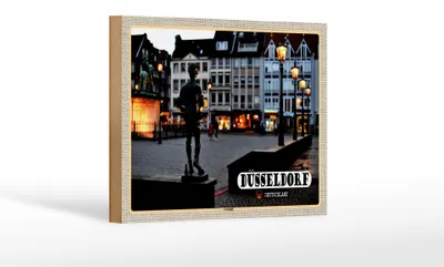 Produktbild von Holzschild Städte Düsseldorf Carlstadt Skulptur 18x12 cm Dekoration