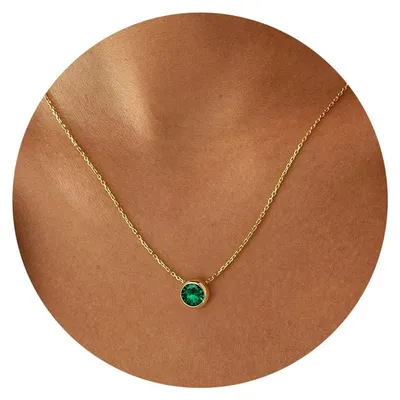 Produktbild von Turandoss Geburtsstein Kette Mai,Smaragd Kette Schmuck Geschenke für Frauen