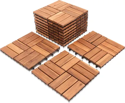 Zdjęcie produktu dla Jayseuw 7 m² Płytki drewniane Płytki tarasowe Płytki drewniane Mozaika 30 x 30 cm Płytki balkonowe odporne na warunki atmosferyczne z drewna akacjowego z systemem zatrzaskowym do tarasu i balkonu 77x