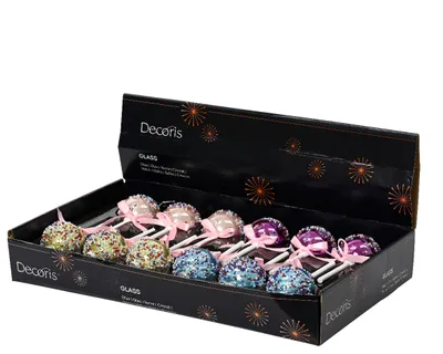 Produktbild von Christbaumschmuck Glas Lutscher 6cm blau grün rosa lila 4er Set