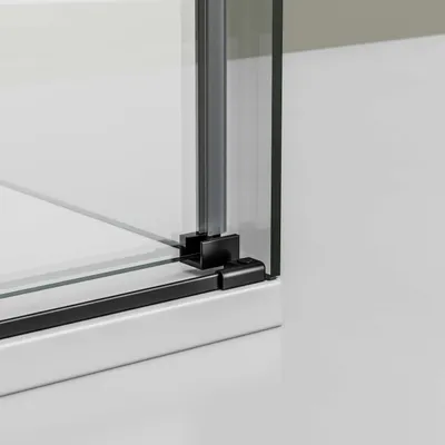 Produktbild von Eckdusche mit Schiebetür Soft-Close DX906 FLEX - 8 mm - Nano Echtglas - Profile - Schwarz matt - Breiten wählbar, Breite Schiebetür-Element:110 cm, Breite Seitenwand:70cm