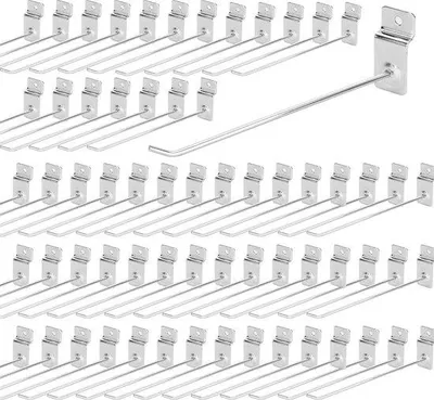 Immagine prodotto di Parete divisoria a lamelle con ganci - Pannello espositivo con ganci - Scomparto organizzativo angolare - Acciaio - 20 cm, 100 scomparti - Acciaio inossidabile