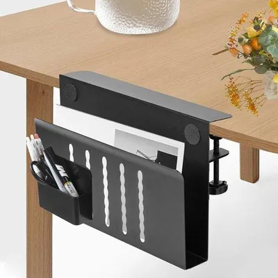 Obrázek produktu pro Organizér na stůl s přihrádkou na notebook – černý, jednoduchý design