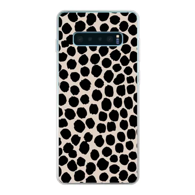 Produktbild von MuchoWow® Handyhülle Schutzhülle Hülle für Samsung Galaxy S10 Lite Polka dots - Schwarz - Beige Silikon Softcase Handy Hülle - Schutz