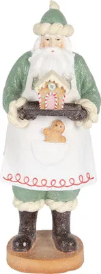 Image de Clayre & Eef Figurine de décoration de Noël Père Noël 11x11x30 cm Vert Plastique