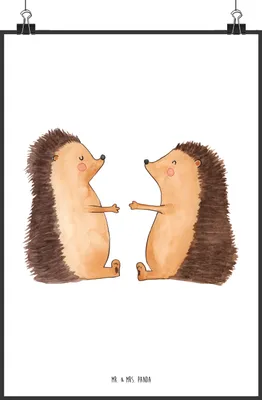 Produktbild von Mr. & Mrs. Panda Bild Igel Liebe DIN A2 - Weiß - Geschenk, Wandbild, Hochzeit, Deko, Freundin, grafikposter, drucke, Hochzeitstag, kunstdruck poster