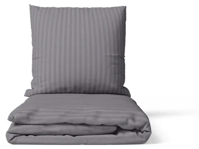 Produktbild von 2-tlg Premium Damast Bettwäsche 135x200 + 80x80 cm mit YKK Reißverschluss Garnitur grau