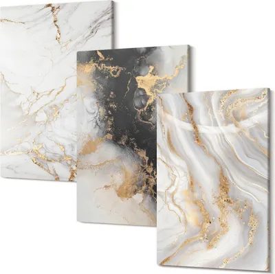 Produktbild von Leinwandbilder – Wandbilder – Leinwandbild – Canvas Bild – Polycanvas – Kunstdruck –  – Modern – Aufhängefertig – Mehrteilig – 3-Teilig – 40x60 Cm Pro Bild - Abstrakte Muster in Weiß- und Schwarztönen