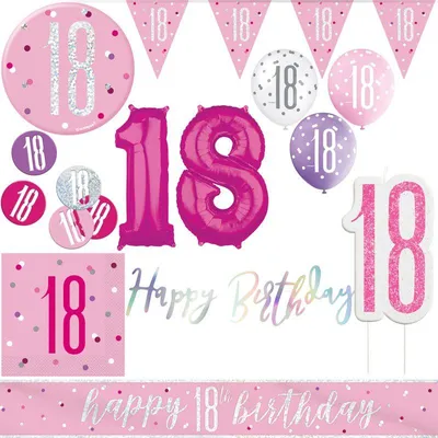 Produktbild von 18. Geburtstag Deko pink silber Party Dekoration Set Frau Geburtstagsdeko Jubiläum