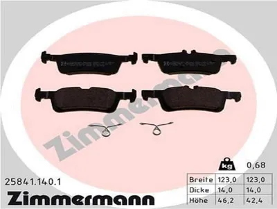 Produktbild von ZIMMERMANN 25841.140.1 Bremsbeläge Satz Hinten Bremsklötze für FORD Fiesta Mk7 Schrägheck Fiesta Mk7 Kastenwagen