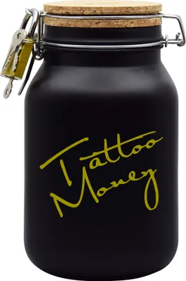 Produktbild von Spardose Geld Geschenk Ideen Tattoo Money Schwarz Gold Größe XL 2 Liter