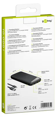 Produktbild von Goobay 53935, 10000 mAh, Lithium Polymer (LiPo), 3,7 V, Schwarz