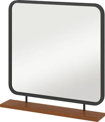 Zdjęcie produktu dla Lustro ścienne HOMCOM 55 x 55,5 cm, lustro do przedpokoju z drewnianą półką, lustro prostokątne, lustro dekoracyjne do sypialni i łazienki, czarne