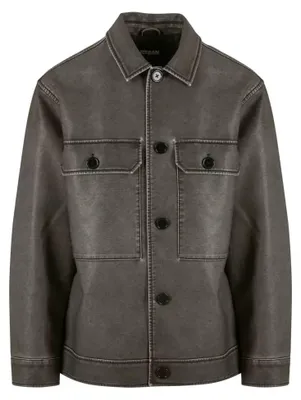 Produktbild von Urban Classics Kunstlederjacke Herren Synthetic Vintage Leather Shirt Jacket schwarz M