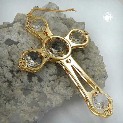 Produktbild von Hängedekoration 122x70x10mm Kreuz mit Glas-Steinen
