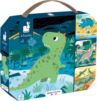 Produktbild von 4 Puzzles Dinosaurier (6-9-12-16 Teile)