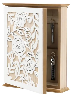 Image de Omgoods - Boîte à clés en bois avec un design rétro et 6 crochets