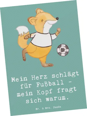 Produktbild von Mr. & Mrs. Panda Ansichtskarte Fußball Liebe - Meeresbrise - Geschenk, Postkarte, Teamsport, Verstand, Sportler, Ansichtskarten, Sportart, bildkarte, Herz, Postkarten