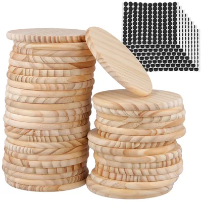 Produktbild von Untersetzer 40 Stück - Holzuntersetzer - Antirutsch-Pads - Runde Untersetzer 10 cm - DIY-Malen - Kreative Projekte - Holzuntersetzer