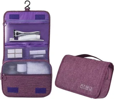 Produktbild von Famanu Reisetasche für Toilettenartikel - Praktische Aufbewahrung in Dunkelpurpur