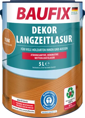 Produktbild von BAUFIX Dekor Langzeitlasur teak seidenmatt, 5 Liter, Holzlasur