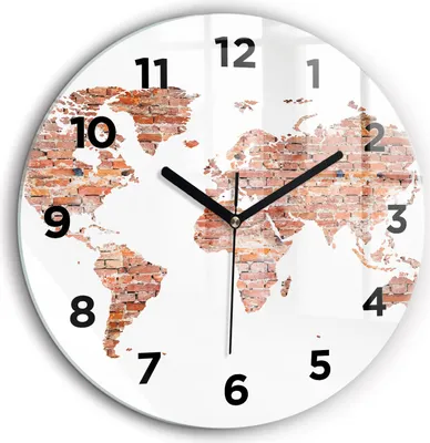 Produktbild von Wallfluent Große Wanduhr – Stilles Quarzuhrwerk - Uhr Dekoration Wohnzimmer Schlafzimmer Küche - Zifferblatt - schwarze Zeiger - 60 cm - Alte Ziegelsteinkarte
