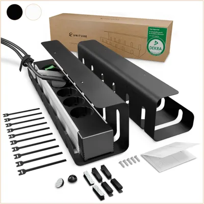 Produktbild von UNITURE® Kabelkanal Schreibtisch [DEKRA ] - 2er Set Kabelmanagement - 2x40cm Kabelhalter - Kabelführung - Cable Management Under Desk