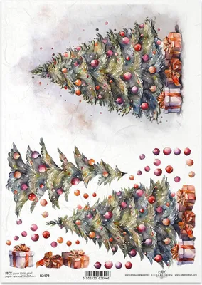 Immagine prodotto di ITD carta di riso decoupage tecnica artigianale tovagliolo di carta R2472 Albero di Natale, effetto 3D