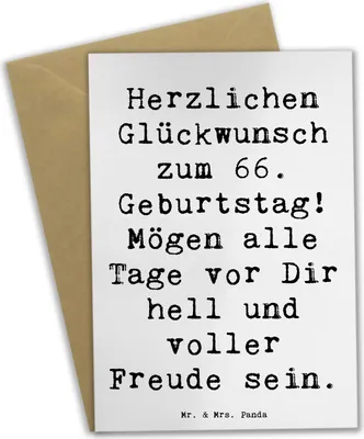 Produktbild von Mr. & Mrs. Panda Grußkarte Spruch 66. Geburtstag Glückwünsche - Weiß - Geschenk, Abenteuer, Glück, jubiläumskarte, Geburtstagsgeschenk, hochzeitskarten, dankeskarten