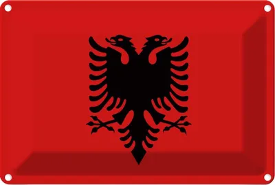 Produktbild von vianmo Blechschild 20x30 cm Albaniens Albania Flagge Fahne Wappen
