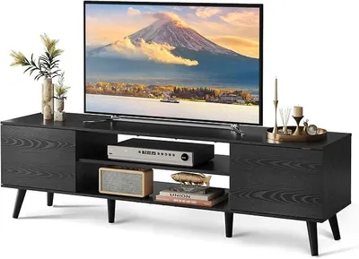 Imagen del producto de Armario , 160 x 40 x 47 cm. Mueble bajo para televisión con 2 puertas y 2 compartimentos abiertos. Ideal para salón, comedor o dormitorio. Color: