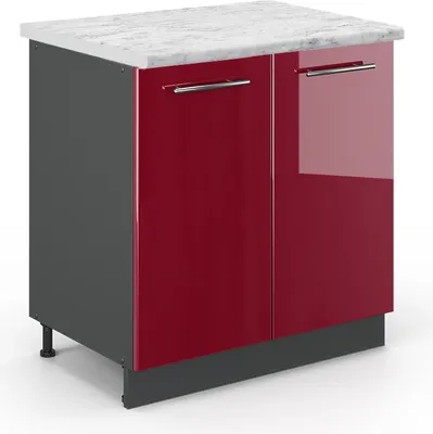 Produktbild von Spülenunterschrank Vicco Fame-Line Bordeaux Hochglanz 80 cm , AP Marmor, Model 45502