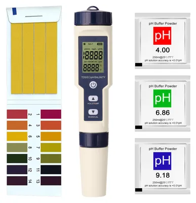 Zdjęcie produktu dla 5 w 1 Profesjonalny wieloparametrowy kombinowany miernik testowy PH / EC / TDS / zasolenie / termometr Cyfrowy wielofunkcyjny tester jakości wody