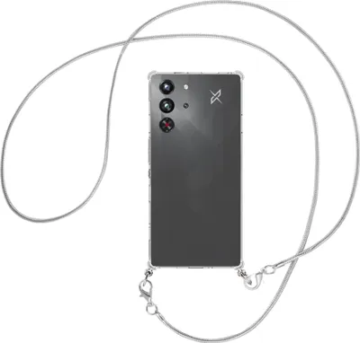 Produktbild von Handykette Backcover-Schutzhülle mit Band (Metall silberfarben) für ZTE Nubia Red Magic 10 Pro - silberfarbene Snake-Kette