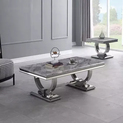 Produktbild von Moderner Couchtisch Edelstahltisch Grauer Wohnzimmer Luxus JVmoebel