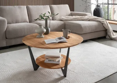 Produktbild von Couchtisch >2176< "rund" in Eiche , Massivholz - 87x46x87cm (BxHxT)