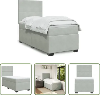 Produktbild von The Living Store Boxspringbett mit Matratze Hellgrau 90x190 cm Samt
