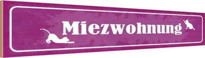 Produktbild von vianmo Holzschild 10x46 cm Katze Miezwohnung Tier Haustier