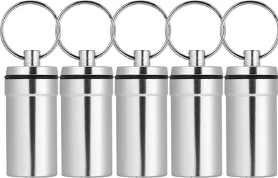 Produktbild von 5 Stück wasserdichte Aluminiumlegierung Camping Klettern Pille Medikament Box Fall Halter Container Silber