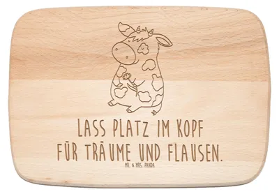 Produktbild von Mr. & Mrs. Panda Schneidebrett Holz Kuh - Transparent - Geschenk, Frühstücksbrettchen, Kühe, vesperbrett, Frühstücksbrett, Spruch, Hof, Bauernhof, Landwirt, schneidbrett