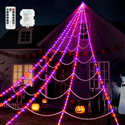 Spinnennetz-Lichterkette 5 m, 455 LEDs, 8 Modi, Fernbedienung