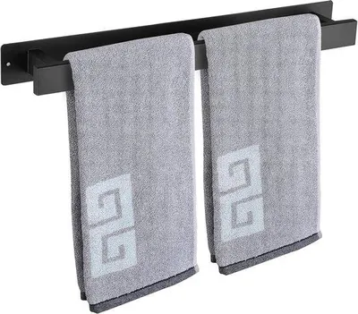 Image de Porte-serviettes de salle de bain en acier inoxydable - 1 pièce - noir mat - 40,6 cm