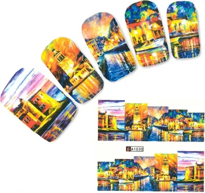 Produktbild von Tattoo Nail Art Meer Sonnenuntergang Aufkleber Nagel Sticker