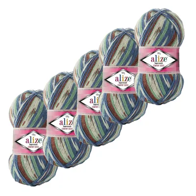 Produktbild von 5x100g Sockenwolle Superwash Comfort 4-fädig Strumpfstrickgarn Farbauswahl