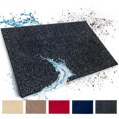 Produktbild von Floordirekt Schmutzfangmatte Nasa, rechteckig, 14 mm hoch, waschbar bei 30 Grad, wasserabsorbierend, Fußmatte für den Eingang – Anthrazit, 50x80 cm