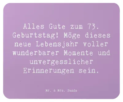 Produktbild von Mr. & Mrs. Panda Mauspad Spruch 73. Geburtstag - Lavendeltraum - Geschenk, Geburtstagsgeschenk, lieber Glückwunsch zum, Mouse Pad, Happy Birthday, Ehrentag, pc mousepad
