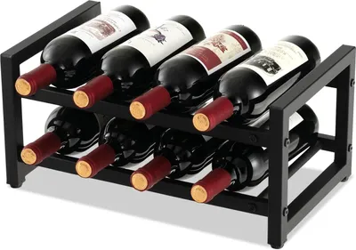Produktbild von GOPLUS Weinregal mit 2 Ebenen für 8 Flaschen, Weinflaschenhalter Metall, Flaschenregal für Küche & Bar, 42,5 x 24,5 x20,5 cm