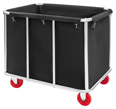 Produktbild von Wäschewagen aus Edelstahl - Gewerblicher Wäschesammler - Große Kapazität 118 kg - 4 Lenkrollen - Rechteckig - Schwarz